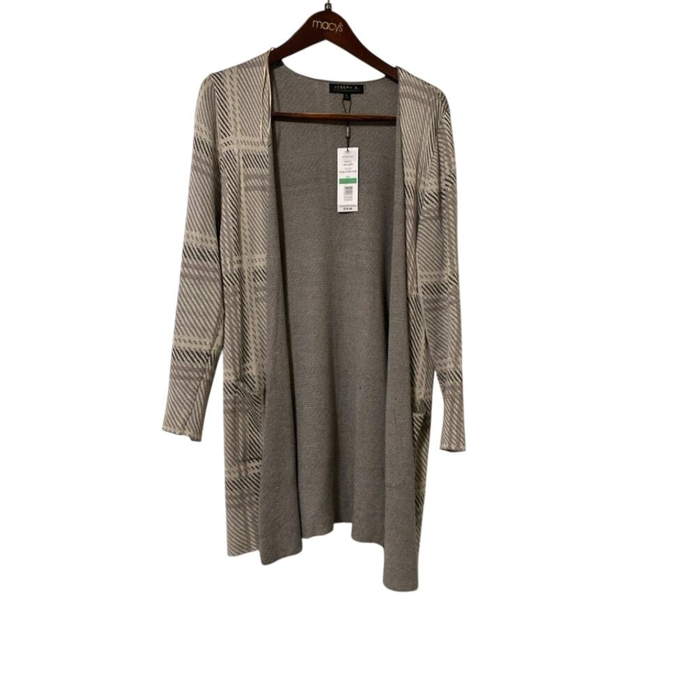 Joseph A Plus Long Collarless Cardigan Sweater Coat - Picture 6 of 6